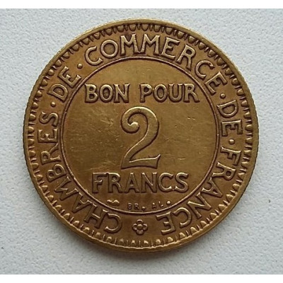 Монета 2 франка 1923 год Франция.
